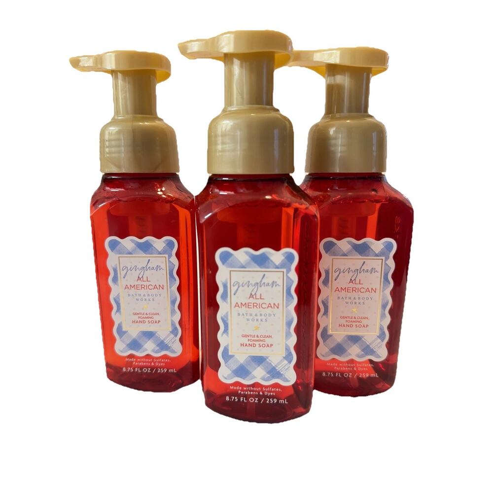 6 x Bath & Body Works GINGHAM ALL AMERICAN Foaming Hand Soap 8.75oz Each NEW